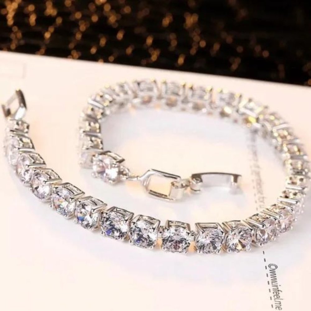 NEW ‘5MM’ 925 STERLING SILVER DIAMOND BRACELET, NICE BRACELET, CUTE BRACELET - Picture 4 of 5